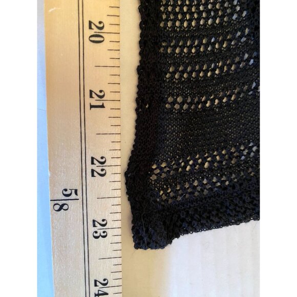 August Silk Womens Open Front Knit Cardigan L Black Lightweight Witchy Goth Swim - Picture 8 of 8